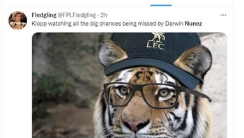 FReaksi Klop saat melihat penampilan Darwin Nunez yang sia-siakan peluang. oto: Twitter