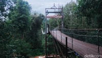 Selain menikmati pemandangan alam dari ketinggian, wisatawan juga berkesempatan menikmati fasilitas lain seperti Keranjang Sultan. Keranjang Sultan ini digunakan untuk menyusuri sungai di Situ Gunung. (Foto: Siti Fatimah/detikJabar)