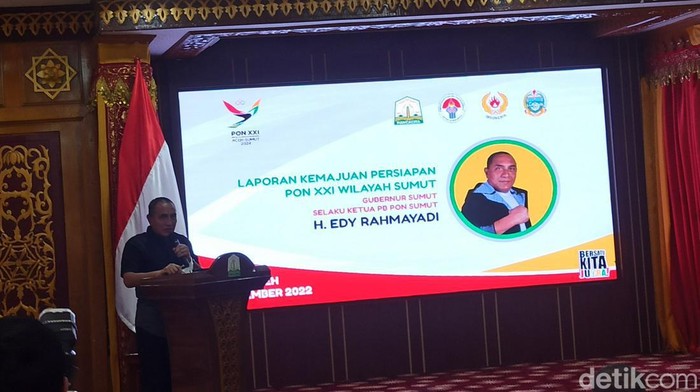 Gubernur Sumut Edy Rahmayadi memaparkan kesiapan Sumut sebagai tuan rumah PON XXI 2024 di Banda Aceh.