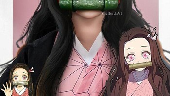 Ia merupakan adik dari  Tanjiro Kamado di Demon Slayer, Nezuko Kamado. Foto: (Dok. Bored Panda).