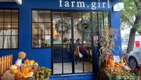 Di farm.girl cabang Menteng yang ada di Jalan Riau, pengunjung akan disambut restoran warna biru tua. Interiornya unik seperti masuk ke dalam dapur di rumah. Foto: detikFood