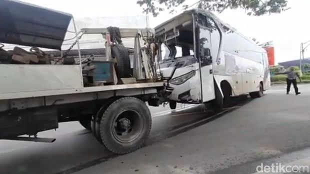 Bus adu banteng di Probolinggo