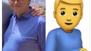 Menyamakan Bill Gates dengan emoji perut buncit. Foto: Twitter