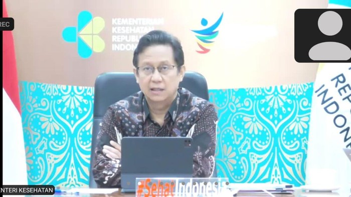 Menteri Kesehatan Budi Gunadi Sadikin dalam press conference virtual mengenai operasi coiling pada pasien stroke di RSUP Prof Ngoerah, Senin (26/12/2022). (Ni Made Lastri Karsiani Putri-detikBali)