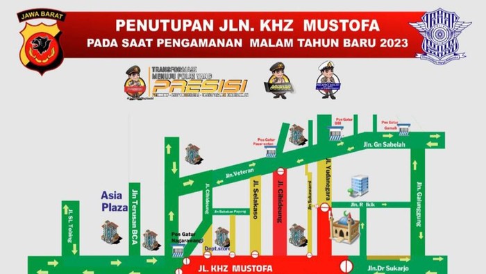 Rekayasa Lalin di Tasikmalaya saat malam tahun baru 2023.