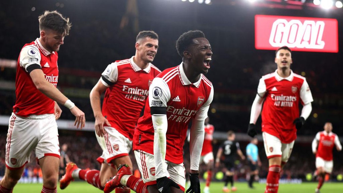 Arsenal merayakan gol ke gawang West Ham. (Foto: Getty Images/Alex Pantling)