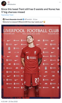 Darwin Nunez kembali jadi sorotan karena kembali gagal mencetak gol dari banyaknya peluang yang dimiliknya.
