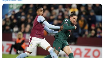 Statistik saat Nunez berhadapan dengan Aston Villa. Ia punya empat peluang emas untuk cetak gol, eh gagal semua. Foto: Twitter