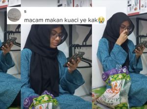Viral Video Wanita Asyik Ngemil Beras Mentah, Netizen: Kayak Makan Kuaci Ya!