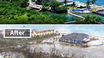 Area atraksi lumba-lumba di  British Virgin Islands sebelum dan sesudah badai Irma. Foto: Boredpanda