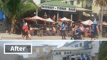 Honky Tonk Bar di Philipsburg St Martin sebelum dan sesudah badai Irma Foto: Boredpanda