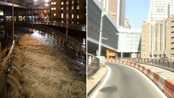 Foto sebelum dan sesudah badai Sandy yang menerjang Manhattan pada 2012. Foto NYdailynews 