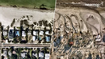 Kondisi Florida sebelum dan sesudah diterjang badai Ian pada Oktober 2022. Foto: NBCNews. 