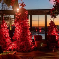 Dekorasi di acara Natal keluarga Kim Kardashian tampak didominasi oleh warna merah. Anggota keluarga yang hadir pun tampil glamor mengenakan gaun panjang. Foto: Instagram/@kimkardashian