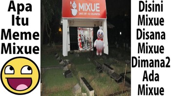 Mixue buka di kuburan. Foto: Twitter