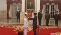 M Ali menggantikan Laksamana TNI Yudo Margono yang naik pangkat jadi Panglima TNI. Kanavino/detikcom.