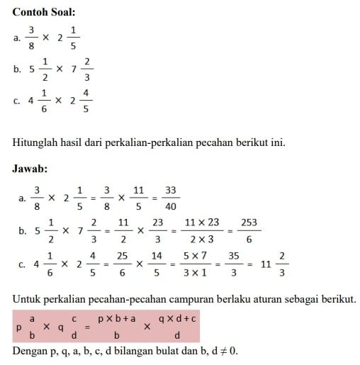 Cara Hitung Perkalian Pecahan, Desimal, dan Campuran Beserta Rumusnya