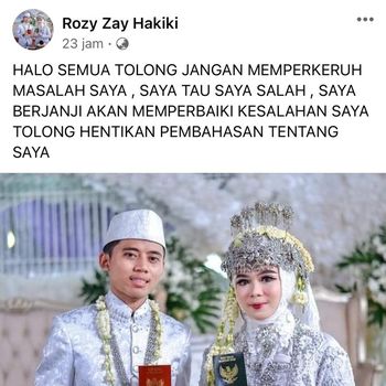 Suami Norma Risma, Rozy Zay Hakiki memberikan klarifikasi di Facebook.