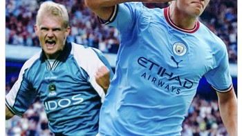 Ia juga ternyata sudah melewati jumlah gol bapaknya saat membela Man City. Foto: Twitter