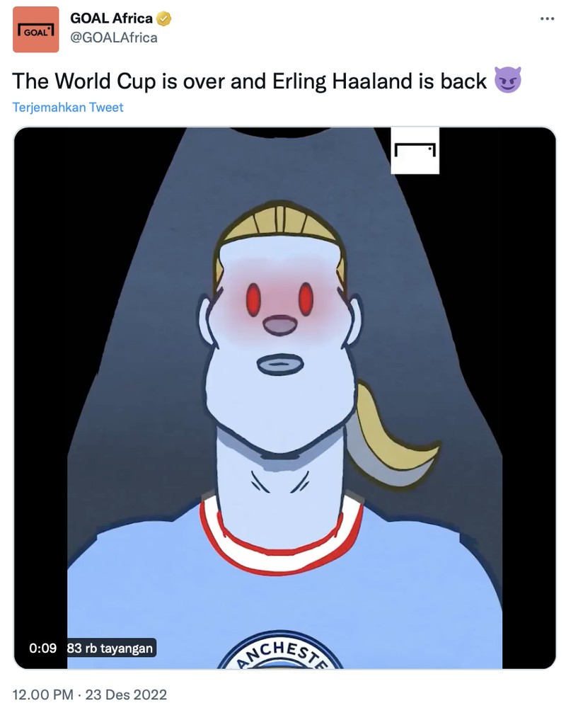 Meme rekor cetak gol striker Man City Erling Haaland di Man City