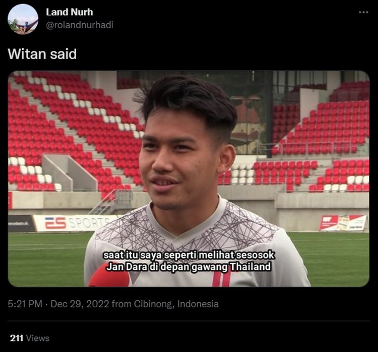 Meme Kocak Netizen Lihat Witan Gagal Cetak Goal ke Gawang Thailand Setelah Hansamu gagal cetak goal ke gawang Brunei, jejaknya diikuti Witan kala Indonesia vs Thailand di Piala AFF 2022. Netizen pun mengeluarkan beragam meme.