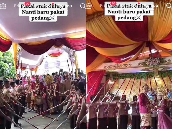 Pengantin yang sedang menjalani prosesi Tongkat Pora di Pemulutan Ilir, Sumatera Selatan. Pengantin yang sedang menjalani prosesi Tongkat Pora di Pemulutan Ilir, Sumatera Selatan.