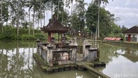Tiada tiket masuk untuk masuk ke Pura Langgar Bangli. Pun penjaga gerbang juga tiada di sana. Pelinggih di tengah telaga.