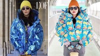 Jaket berwarna biru metalik yang keren ini disulap oleh Sine menjadi camilan ringan. Camilan lays dengan bungkus berwarna biru disusun sedemikian rupa sehingga tampak seperti jaket musim dingin. Foto: Bored Panda