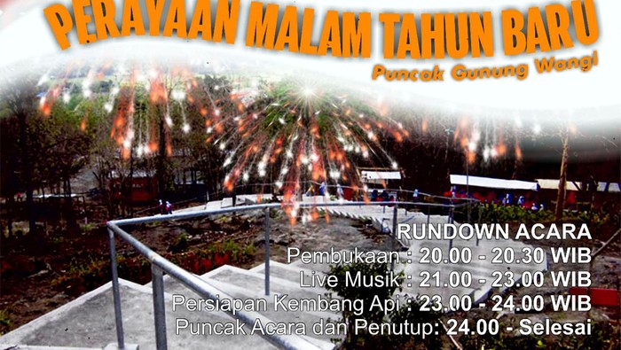 Flyer acara malam pergantian tahun di Bantul yang menggelar pesta kembang api.