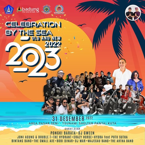 Selebrasi pergantian tahun 2022 ke 2023 di Pantai Kuta. (Dok. Mcast Pregina Showbiz)