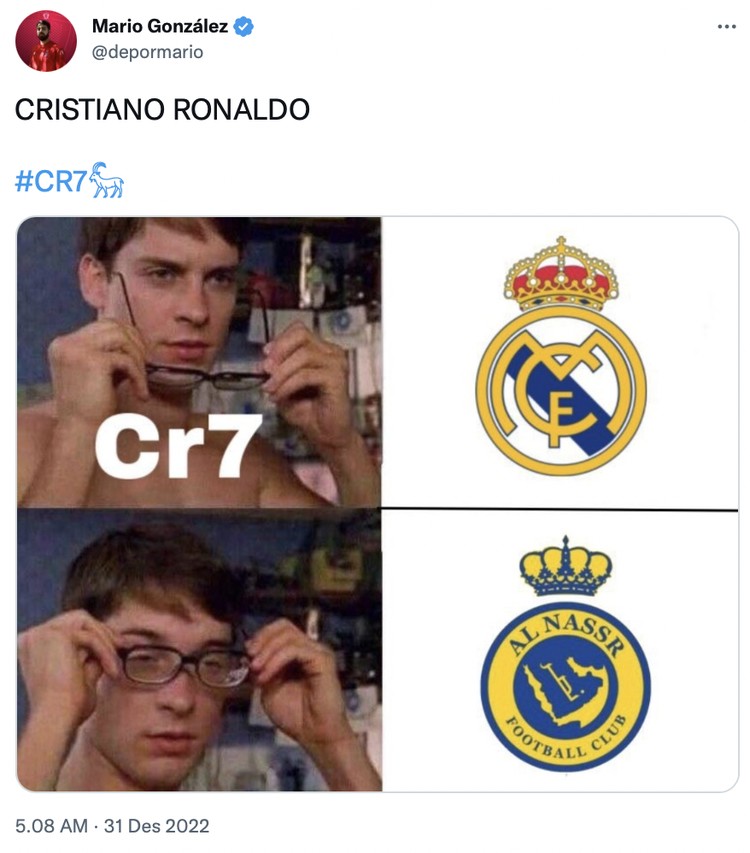 Meme Cristiano Ronaldo gabung ke klub sepak bola Arab Saudi, Al Nassr.