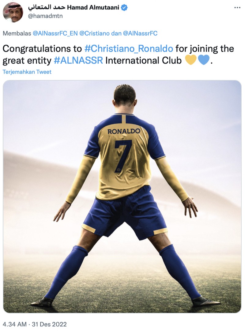 Cristiano Ronaldo gabung ke klub sepak bola Arab Saudi, Al Nassr.