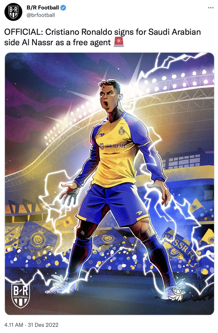 Meme Cristiano Ronaldo gabung ke klub sepak bola Arab Saudi, Al Nassr.