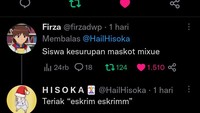 Jika biasanya Twitter dipenuhi Thread cerita horor, kini Twitter dipenuhi cerita horor palsu tentang gerai Mixue yang bikin ngakak. Foto: Twitter/Pool