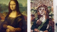 Lukisan ikonik Mona Lisa ini tampil tetap memukau dengan makanan dari aneka sayuran yang tertata sempurna. Foto: Instagram