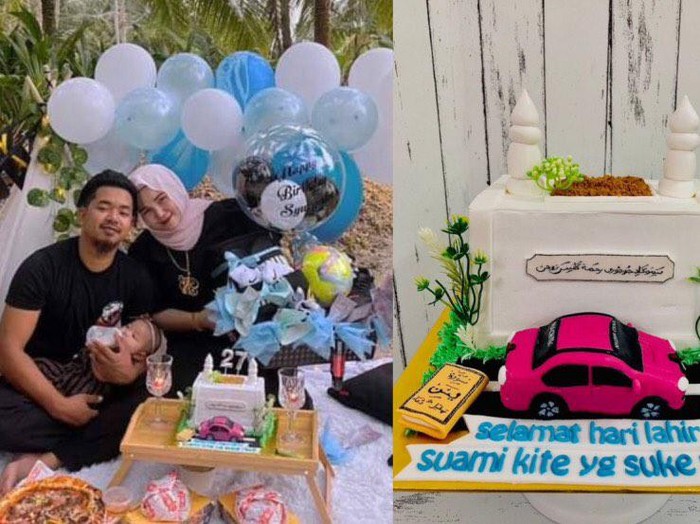 Beredar viral di media sosial, seorang istri memberikan kue yang tidak biasa untuk ulang tahun suaminya.