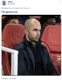 Meme Arsenal di puncak klasemen Liga Inggris.