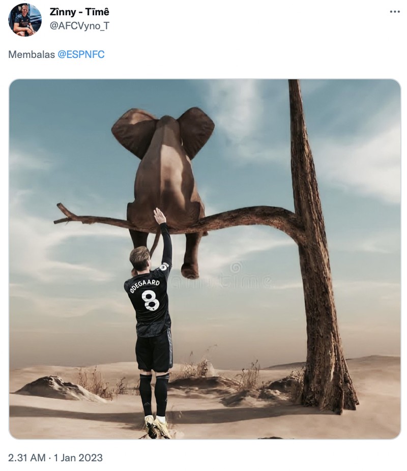 Meme Arsenal di puncak klasemen Liga Inggris.