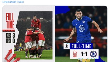 Ejekan fans tim tetangga yang membandingkan saat melawan Nottingham Forest dalam seminggu terakhir. Foto: Twitter