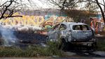 Sisa-sisa Truk Tanki yang Terbakar di Pom Bensin Meksiko