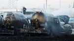 Sisa-sisa Truk Tanki yang Terbakar di Pom Bensin Meksiko