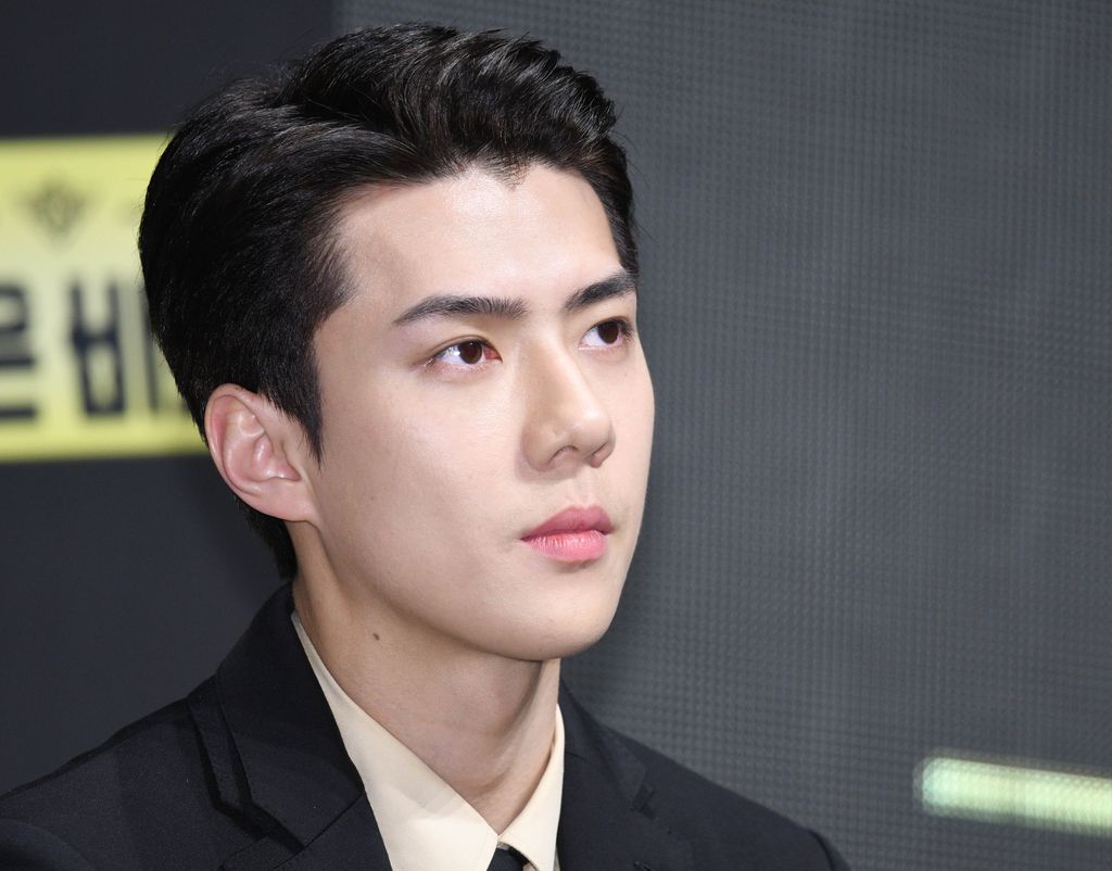 Sehun EXO menghadiri program baru Netflix 'Busted!' konferensi pers di Teater CGV Apgujeong pada 08 November 2019 di Seoul, Korea Selatan.(Dok. File - The Chosunilbo JNS/Imazins via Getty Images)