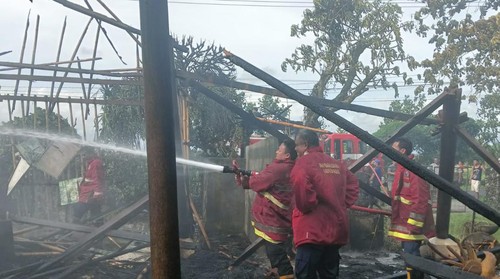 Bekas Warung Uma Anyar di Angantaka, Abiansemal, Badung, Bali, ludes terbakar, Selasa (3/1/2023).