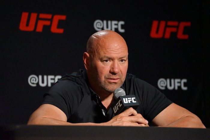 LAS VEGAS, NV  JULY 26: UFC president Dana White speaks to the media after week 1 of the Dana White Contender Series which took place at the UFC APEX  in Las Vegas, NV on Tuesday, July 26, 2022. (Photo by Amy Kaplan/Icon Sportswire via Getty Images)