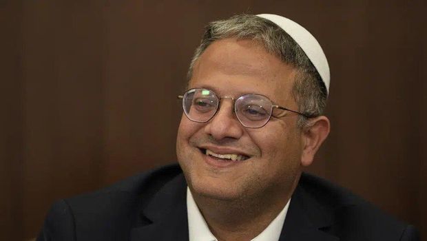 Itamar Ben Gvir, a new minister of national security, attends a cabinet meeting in Jerusalem Thursday, Dec. 29, 2022. (AP Photo/Ariel Schalit, Pool)