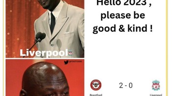 Liverpool harus menanggung malu karena gagal memang lawan Brentford. Sudah berganti tahun, tetapi diawali dengan kekalahan. Foto: Twitter