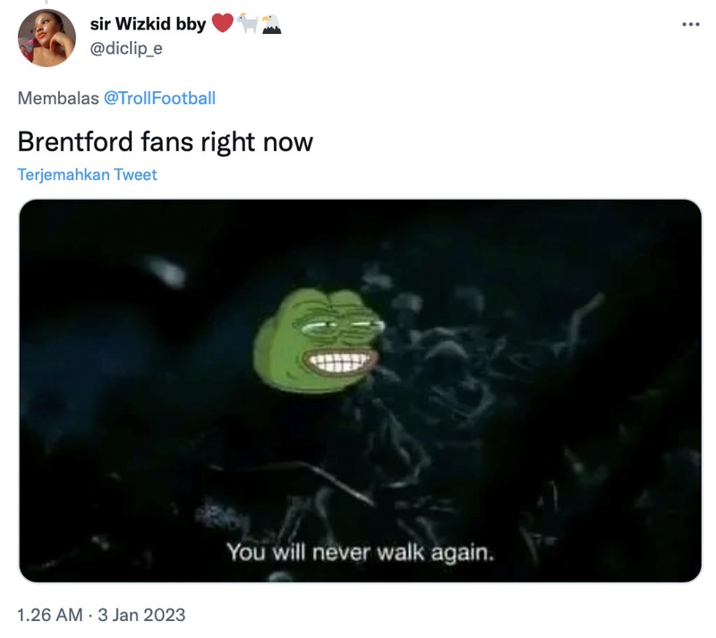 Meme Twitter keok dikandaskan Brentford.