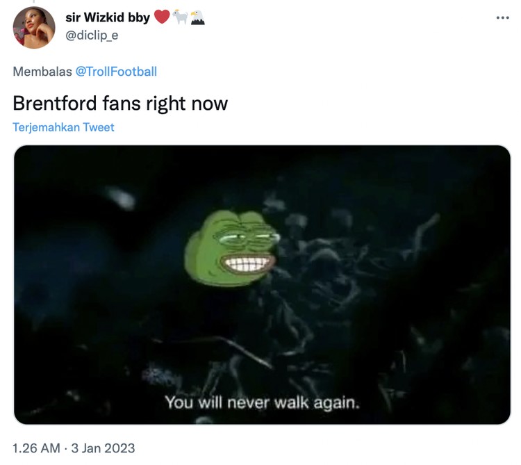 Meme Meme Twitter keok dikandaskan Brentford.