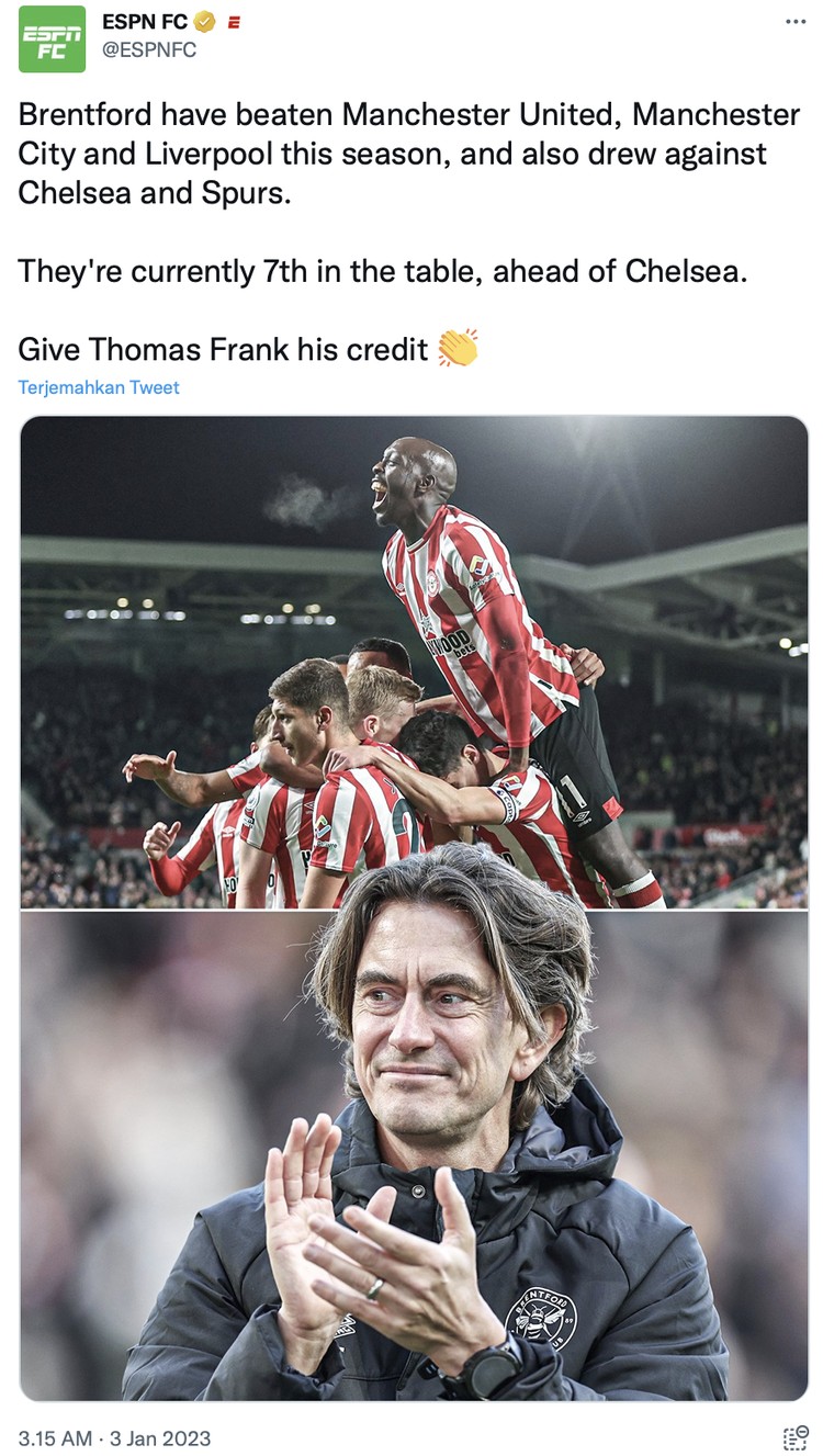 Meme Twitter keok dikandaskan Brentford.