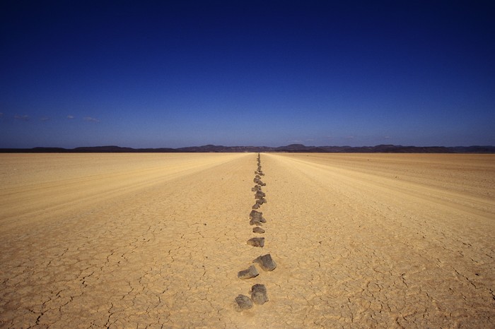 Stones marking the Danakil desert road in Djibouti (Photo by In Pictures Ltd./Corbis via Getty Images)